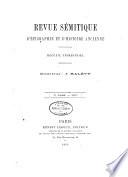 Revue sémitique d'épigraphie et d'histoire ancienne