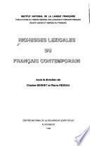 Richesses lexicales du français contemporain