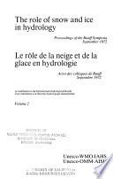 Rôle de la Neige Et de la Glace en Hydrologie