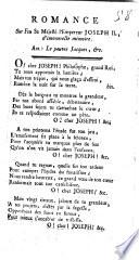 Romance Sur Feu Sa Majesté l'Empereur Joseph II, d'immortelle mémoire