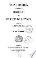 Saint Basile. Homélie sur le vice de l'envie