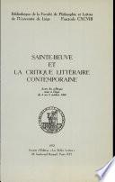 Sainte-Beuve et la critique littéraire contemporaine