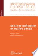 Saisie et confiscation en matière pénale