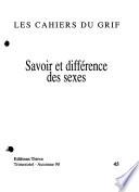 Savoir et différence des sexes