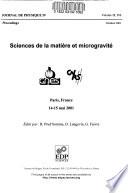 Sciences de la matière et microgravité