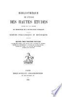 Sciences historiques et philologiques