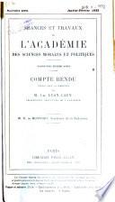 Séances et travaux de l'Académie des sciences morales et politiques, compte rendu
