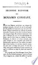 Seconde réponse de Benjamin Constant