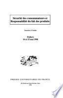 Sécurite des consommateurs et responsabilité du fait des produits