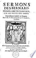 Sermons des Bernard, premier abbé de Clairvaux, sur les festes des saints
