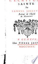 Sermons sur divers textes de l'Ecriture sainte