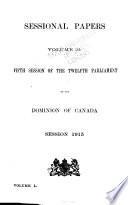 Sessional Papers of the Parliament of the Dominion of Canada