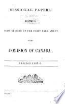 Sessional Papers of the Parliament of the Dominion of Canada