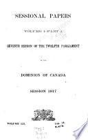 Sessional Papers of the Parliament of the Dominion of Canada