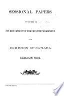 Sessional Papers of the Parliament of the Dominion of Canada
