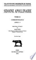 Sidoine Apollinaire: Correspondance, Livres I-V