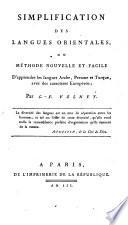 Simplification des langues orientales