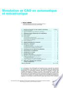 Simulation Et CAO En Automatique Et Mecatronique