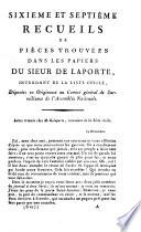 Sixieme et Septieme Recueils de Pièces Trouvées