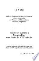 Société et culture à Montpellier vers la fin du XVIIIe siècle