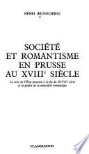 Société et romantisme en Prusse au XVIIIe siècle