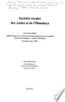 Sociétés rurales des Andes et de l'Himalaya