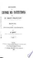 Sources de l'histoire des institutions et du droit français