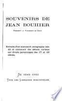 Souvenirs de Jean Bouhier