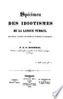 Specimen des idiotismes de la langue turque
