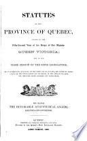 Statuts de la province de Québec ...