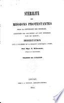 Stérilité des missions protestantes: pour la conversion des infidèles