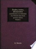 ?tudes, textes, d?couvertes