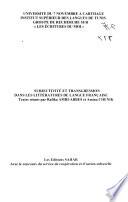 Subjectivité et transgression dans les littératures de langue Francaise
