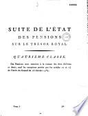 Suite de l'état des pensions sur le trésor royal des Deuxième classe... Quatrième classe... et Sixième classe...