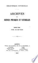 Supplement à la Bibliotheèque universelle de Genève. Archives des sciences physiques et naturelles