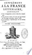 Supplément à la France littéraire