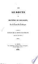 Sur le doute en matière de religion
