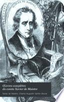 Œuvres complètes du comte Xavier de Maistre
