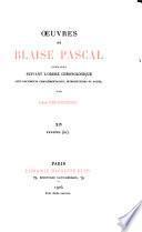 Œuvres de Blaise Pascal: Ser. III. Pensées