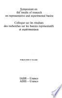 Symposium on the Results of Research on Representative and Experimental Basins