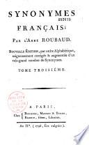 Synonymes français, par l'abbé Roubaud