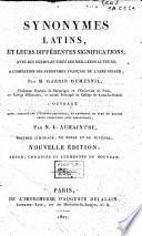 Synonymes latins, et leur différentes significations, avec des exemples tirés des meilleurs auteurs, à l'imitation des Synonymes français de l'abbé Girard