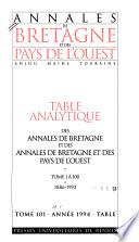Table des Annales de Bretagne et des Annales de Bretagne et des pays de l'Ouest