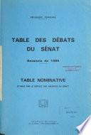 Table des débats du Sénat