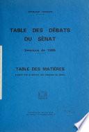 Table des débats du Sénat