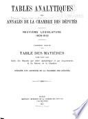 Tables analytiques des Annales de la Chambre des députés
