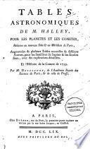 Tables astronomiques ... pour les planetes et les cometes [tr. and ed.] par m. Delalande