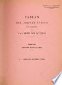 Tables des comptes rendus des seánces de l'Académie des sciences