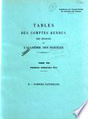 Tables des comptes rendus des seánces de l'Académie des sciences