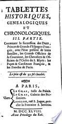 Tablettes Et Etrenes Genealogiques Historiques Et Chronologiques
